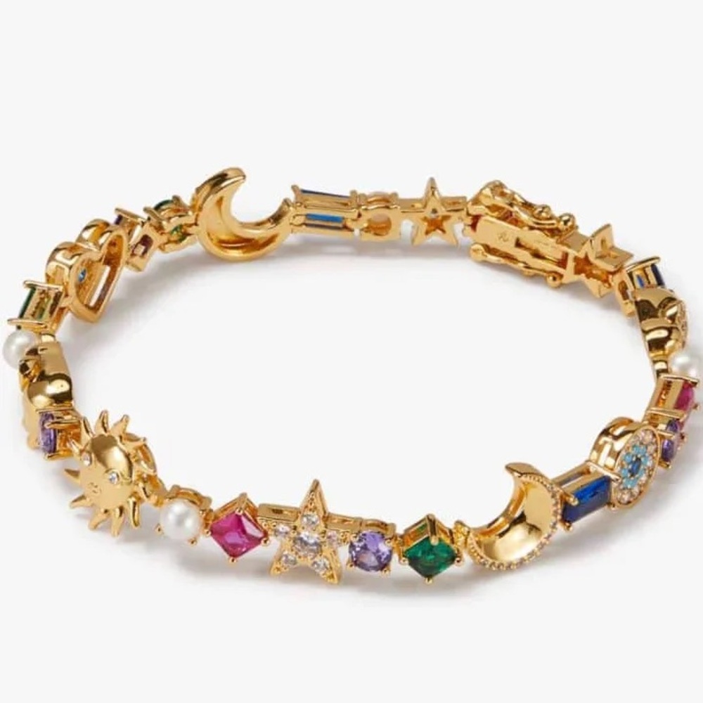 Authentic New with tag kate spade Gold Multicolor Celestial Charm Bracelet